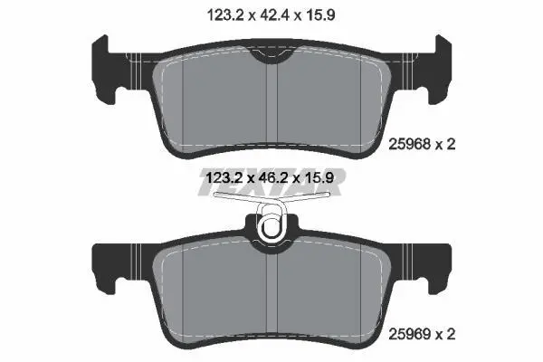 Комплект гальмівних колодок задн, PEUGEOT 308, 308 II 1.2-2.0D 09.13-06.21 TEXTAR 2596801 (фото 1)