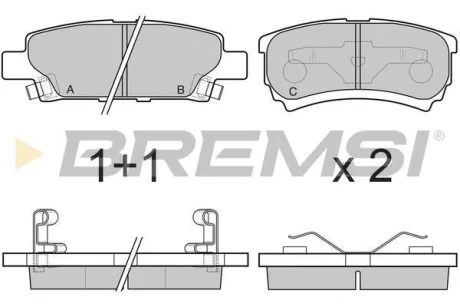 Гальмівні колодки зад. Caliber 06-/Lancer 00-/Outlander 01-12 (Akebono) BREMSI Bremsi BP3106