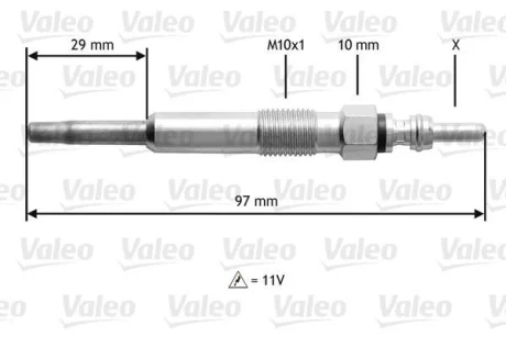 VALEO VW свічка розжарювання VW,,SEAT 1.9TDI (12V) Valeo 345130