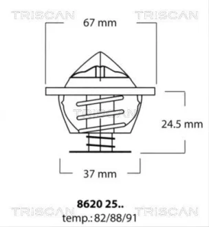 VW термостат 87°C Passat, LT28-46 2,5 SDI/TDI AUDI 100, A6 2,5TDI TRISCAN 8620 2591