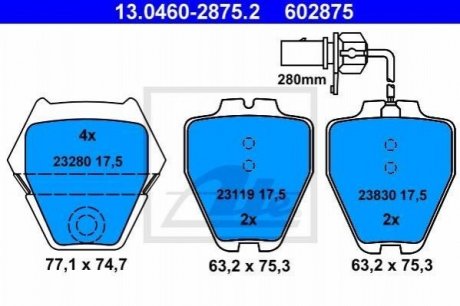 Гальмівні колодки, дискові ATE 13.0460-2875.2