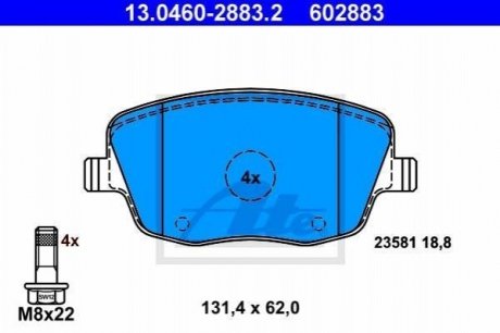 Гальмівні колодки, дискові ATE 13.0460-2883.2