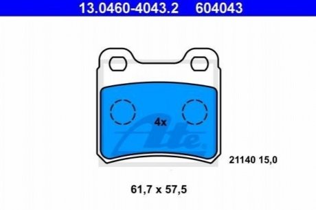 Гальмівні колодки, дискові ATE 13.0460-4043.2
