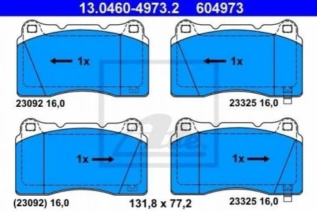 Гальмівні колодки, дискові ATE 13.0460-4973.2