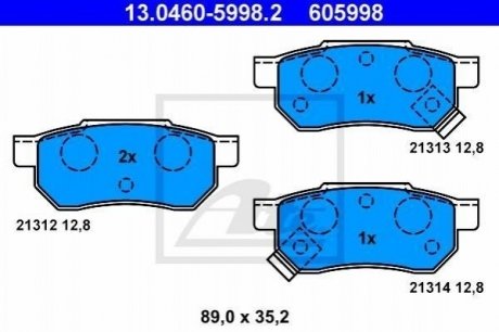 Гальмівні колодки, дискові ATE 13.0460-5998.2