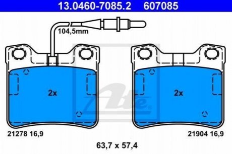 Гальмівні колодки, дискові ATE 13.0460-7085.2