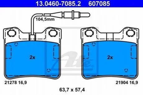 Гальмівні колодки, дискові ATE 13.0460-7085.2