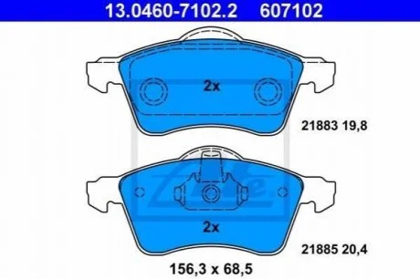 Гальмівні колодки, дискові ATE 13.0460-7102.2