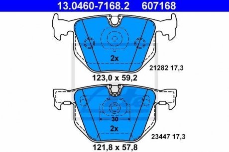 Гальмівнi колодки дисковi зад. Bmw 7 E65 02- ATE 13.0460-7168.2