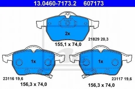 Гальмівні колодки, дискові ATE 13.0460-7173.2
