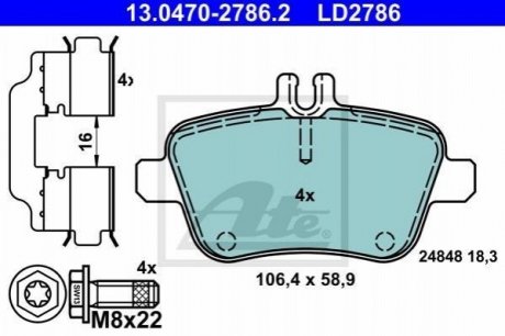 Гальмівні колодки, дискові ATE 13.0470-2786.2