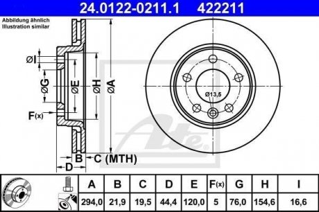 Гальмівний диск 422211 / ATE 24.0122-0211.1 (фото 1)