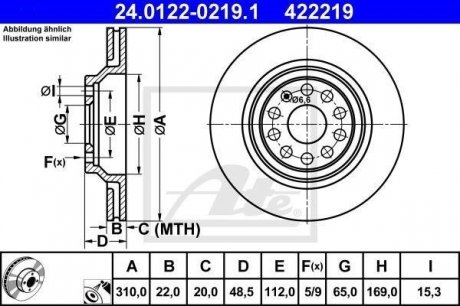 Тормозной диск 422219 / ATE 24.0122-0219.1 (фото 1)