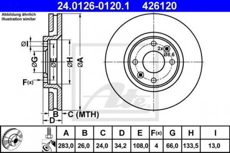 Тормозной диск 426120 / ATE 24.0126-0120.1 (фото 1)