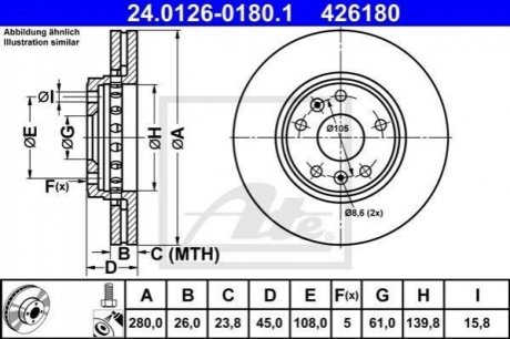 Гальмівний диск ATE 24.0126-0180.1