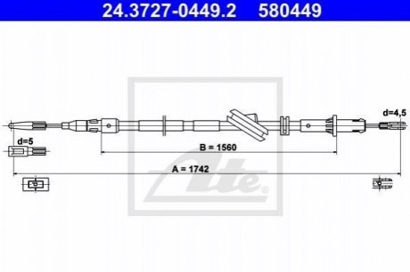 Трос зупиночних гальм ATE 24.3727-0449.2