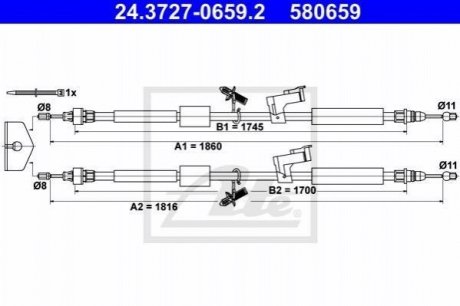 Трос зупиночних гальм ATE 24.3727-0659.2