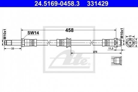 Гальмівний шланг ATE 24.5169-0458.3