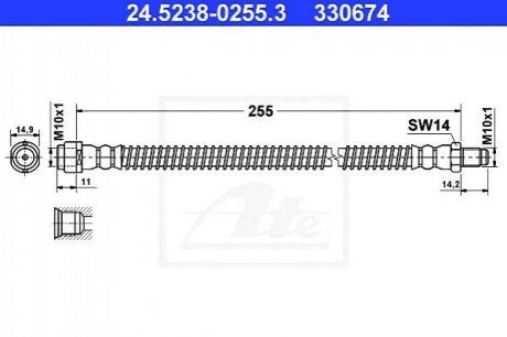 Гальмівний шланг ATE 24.5238-0255.3