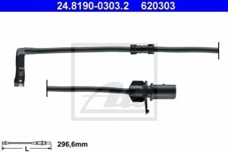 Датчик зносу,гальм.колодки ATE 24.8190-0303.2 (фото 1)