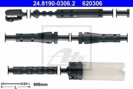 Датчик зносу,гальм.колодки ATE 24.8190-0306.2