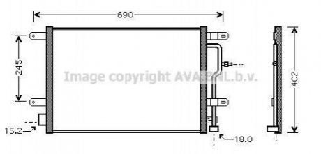 Конденсор кондиціонера COND AUDI A4 03- ALL (Ava) AVA COOLING AI 5199 (фото 1)