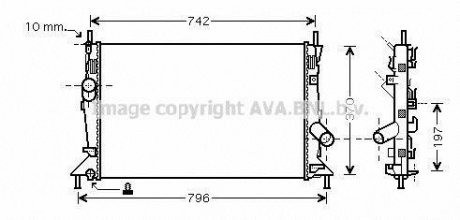 Радіатор охолодження двигуна Ford Focus II (04-11) 1,6d 1,8d 2,0d, Volvo S40 V50 1,6d 2,0d MT AVA AVA COOLING FDA2370