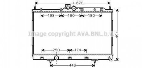 Радіатор охолодження двигуна Mitsubishi Outlander 2,0i 2WD/4WD 5MT AC+/- 03>06 AVA AVA COOLING MT2183