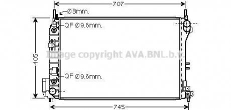 Радіатор охолодження двигуна Opel Vectra C 2,2i 2,2Direct 3,2i AC+ AT 02>08 AVA AVA COOLING OLA2341