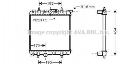 PEUGEOT 206 9/98- Радиатор 1.1i, 1.4i, 1.6i 9/01- [OE. 1330.F9 / 1330.H2] AVA AVA COOLING PE 2243