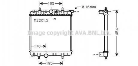 PEUGEOT 206 9/98- Радиатор 1.1i, 1.4i, 1.6i 9/01- [OE. 1330.F9 / 1330.H2] AVA AVA COOLING PE 2243
