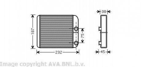 Теплообмінник, Система опалення салону AVA COOLING VO 6129