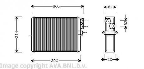 Радиатор отопителя HEATER S60/XC70/V70/S80 (Ava) AVA COOLING VOA6110 (фото 1)