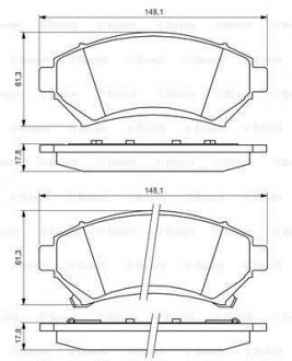 Комплект тормозных колодок, дисковый тормоз BOSCH 0986424466 (фото 1)