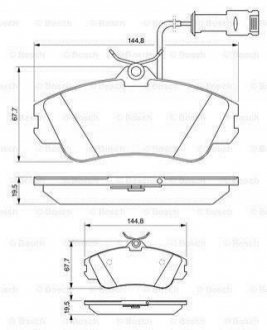 Тормозные колодки диск. передн.(с датч.) AUDI 80/100 BOSCH 0986461115 (фото 1)