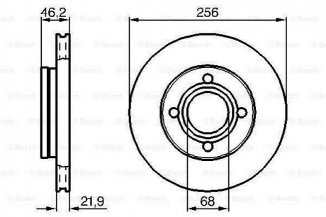 Диск тормозной перед. (вентил.) AUDI 80 86-91, 100 -90 (256*22) BOSCH 0986478018 (фото 1)