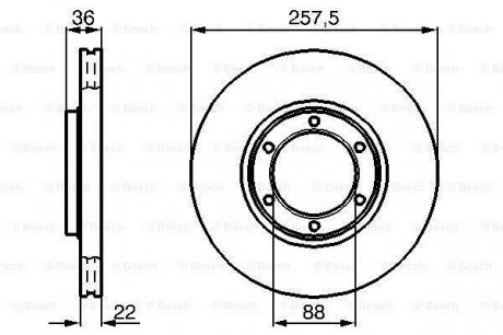 OPEL Диск тормозной передний FRONTERA 91- 257 22 20.6 BOSCH 0986478596 (фото 1)