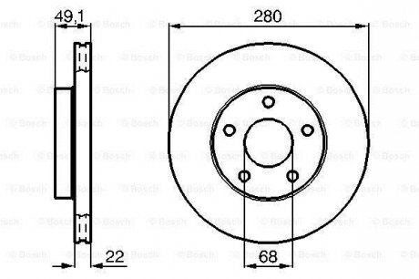 Диск тормозной передний NISSAN MAXIMA 3.0I HJ30 12/88- BOSCH 0986478833