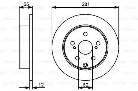 Диск тормозной (задний) Toyota RAV4 05-(281x12) BOSCH 0986479419