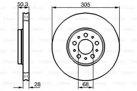 Диск тормозной (передний) Volvo S60/S80/V70 00- (305x28) BOSCH 0 986 479 C59