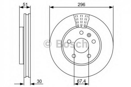 Диск тормозной (передний) Opel Insignia A 08- (296x30) BOSCH 0 986 479 C65