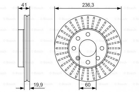 Диск гальмівний (передній) Opel Astra F/Kadett E 91- (236x20) BOSCH 0986479S98