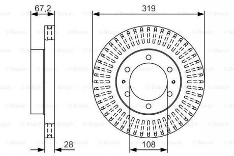 Диск тормозной (передний) Toyota FJ Cruiser 4.0 4WD 05-18 (319x28) BOSCH 0986479T36