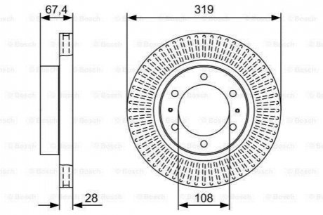 Диск тормозной (передний) Toyota Hilux 06- (319x28) BOSCH 0986479W47 (фото 1)