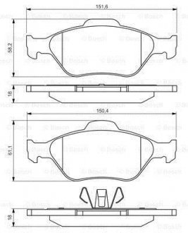 Тормозные колодки перед. FORD Fiesta, Fusion 02- BOSCH 0986494512 (фото 1)