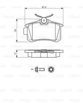 Комплект тормозных колодок, дисковый тормоз BOSCH 0 986 494 517 (фото 1)