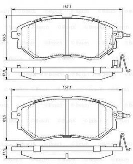 Колодки гальмівні (передні) Subaru Forester 08-/Legacy IV/V 03-14/Outback 03-/Impreza 12- BOSCH 0986494679 (фото 1)