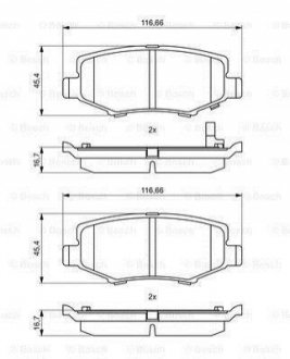 Колодки тормозные (задние) Jeep Cherokee 08-/Compass 06-/Wrangler 07-/Dodge Nitro 06-12 BOSCH 0 986 494 706