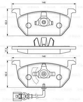 Колодки гальмівні (передні) Ауді A3/Seat Leon/Skoda Octavia IV/V/VW Golf VII 12- (+датчик) BOSCH 0986494721