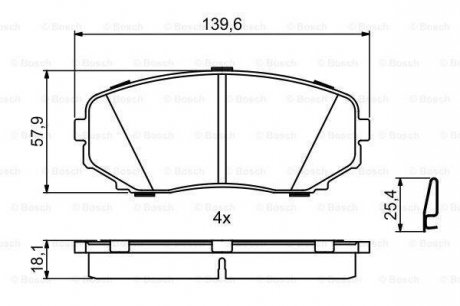 Колодки гальмівні (передні) Mazda CX-7 2.2-3.7 06- BOSCH 0986494879